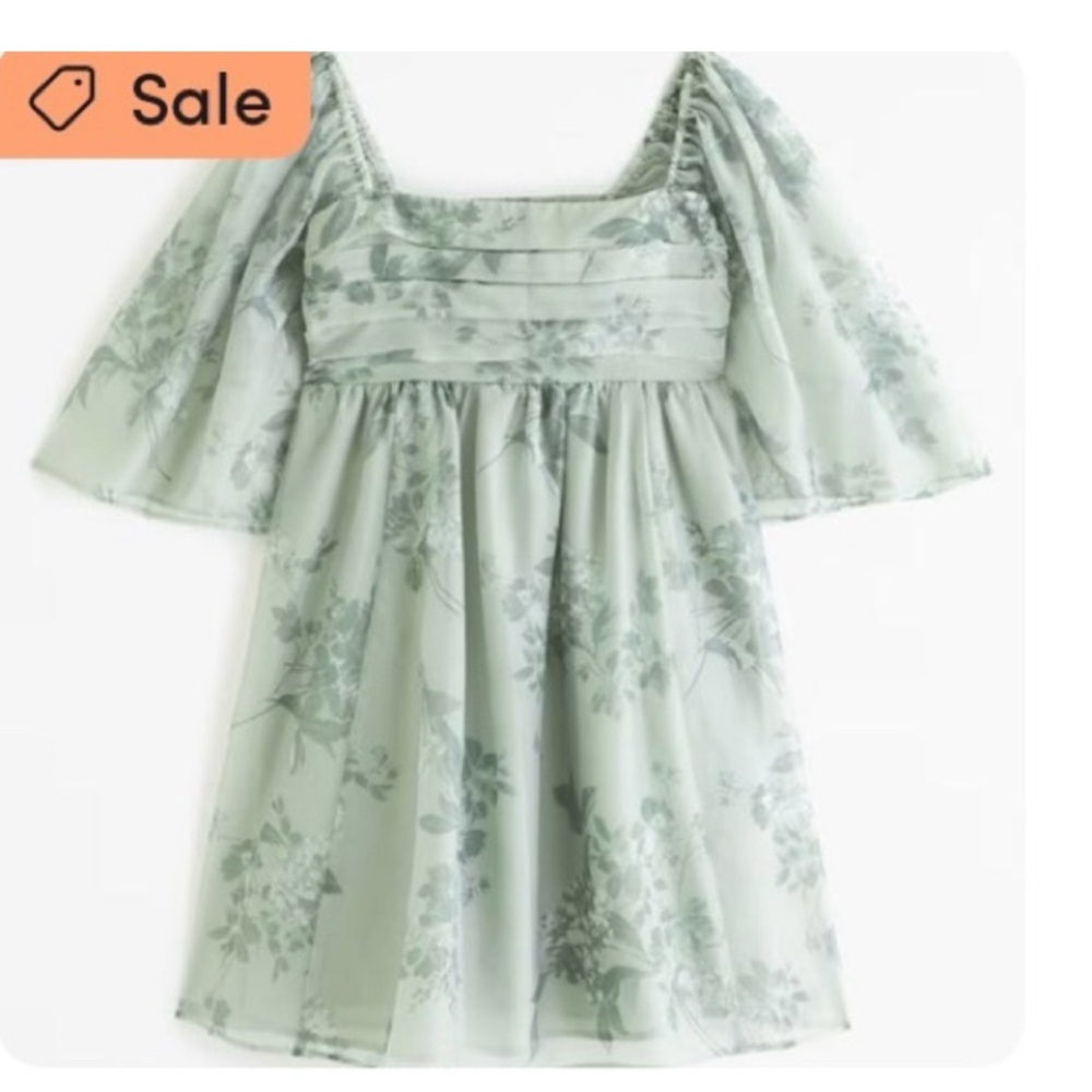 Abercrombie & Fitch Emerson Floral Mini Dress in Sage Green